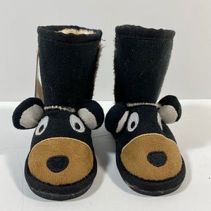 Lazy One Toddler Child Slip On Black Bear Toasty Toes Boots XXS 4/5 Lined New